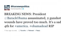 Tweet „Barack Obama je mrtav“ objavljen na Twitter računu Fox News-a