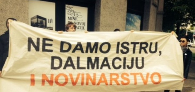 “Ne damo Istru, Dalmaciju i novinarstvo”: Pred Ministarstvom se vikalo “ostavka – ostavka”, ostavljen mali šator